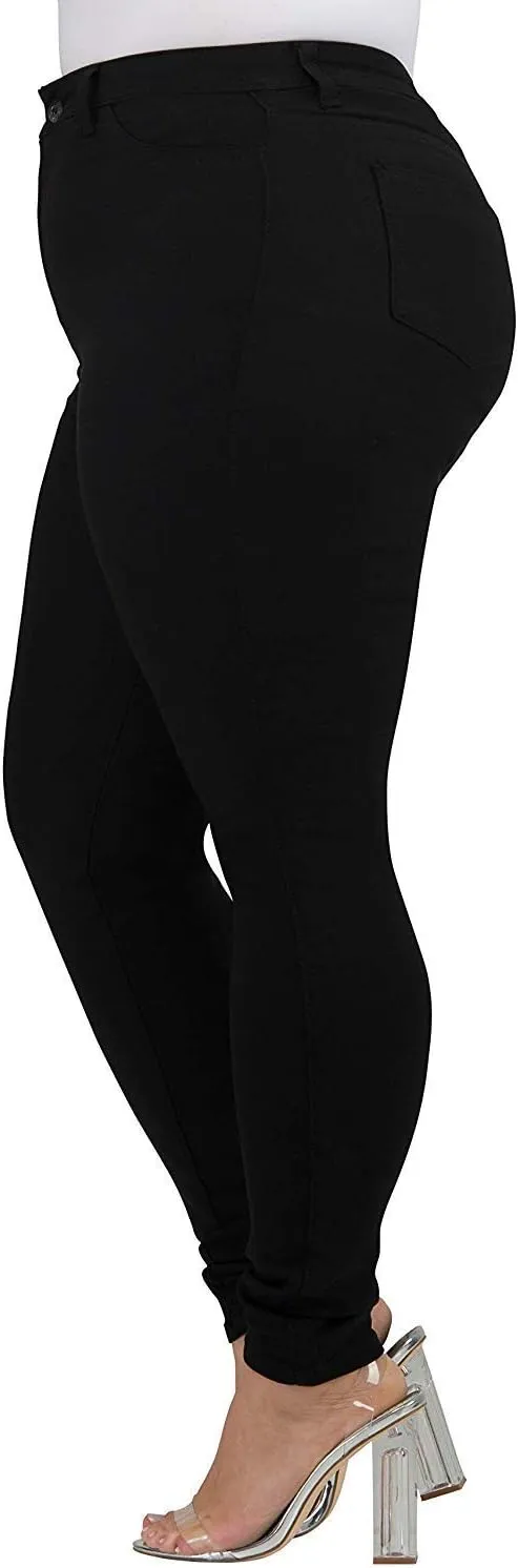 Jack David Women's Plus Size Stretch Black/Blue mid Rise Denim Jeans Pants Skinny Leg