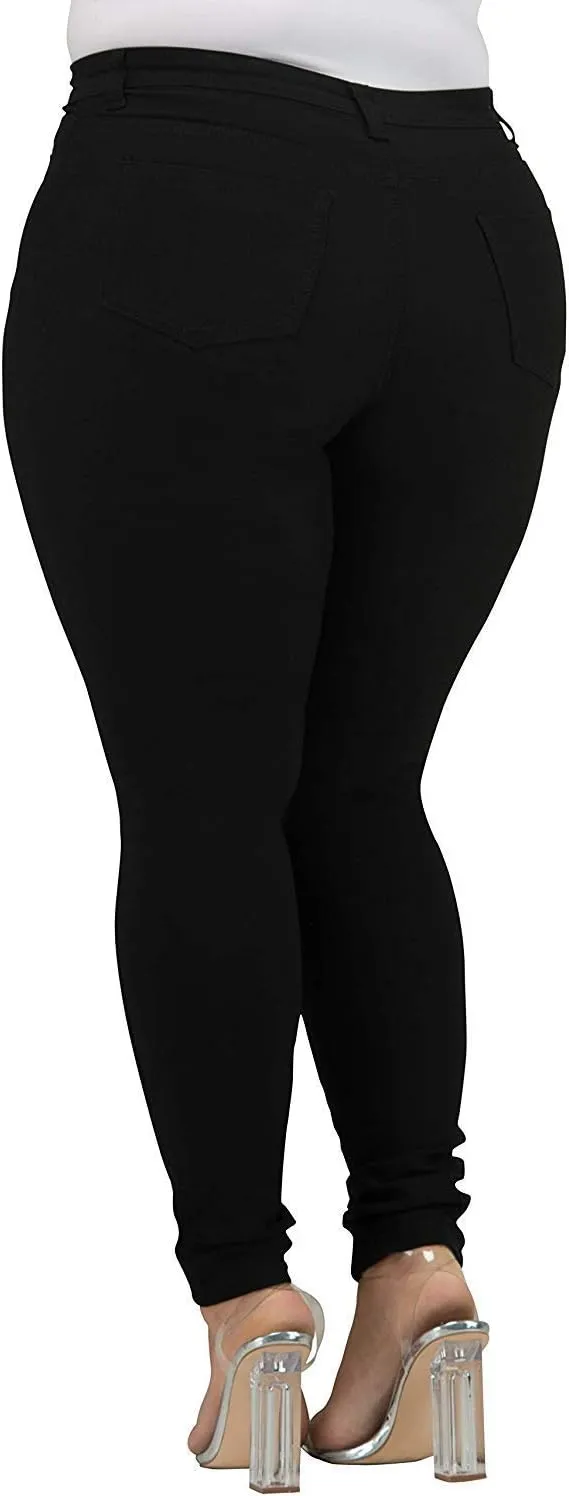 Jack David Women's Plus Size Stretch Black/Blue mid Rise Denim Jeans Pants Skinny Leg