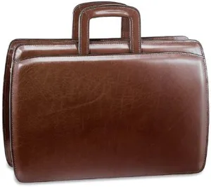 Jack Georges Elements Double Gusset Top Zip Leather Briefcase 4202 - Cognac