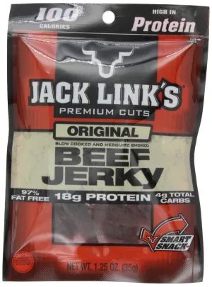 Jack Link's Beef Jerky, 100 Calorie Pack, Original, 1.25-Ounce Bags (Pack of 12)