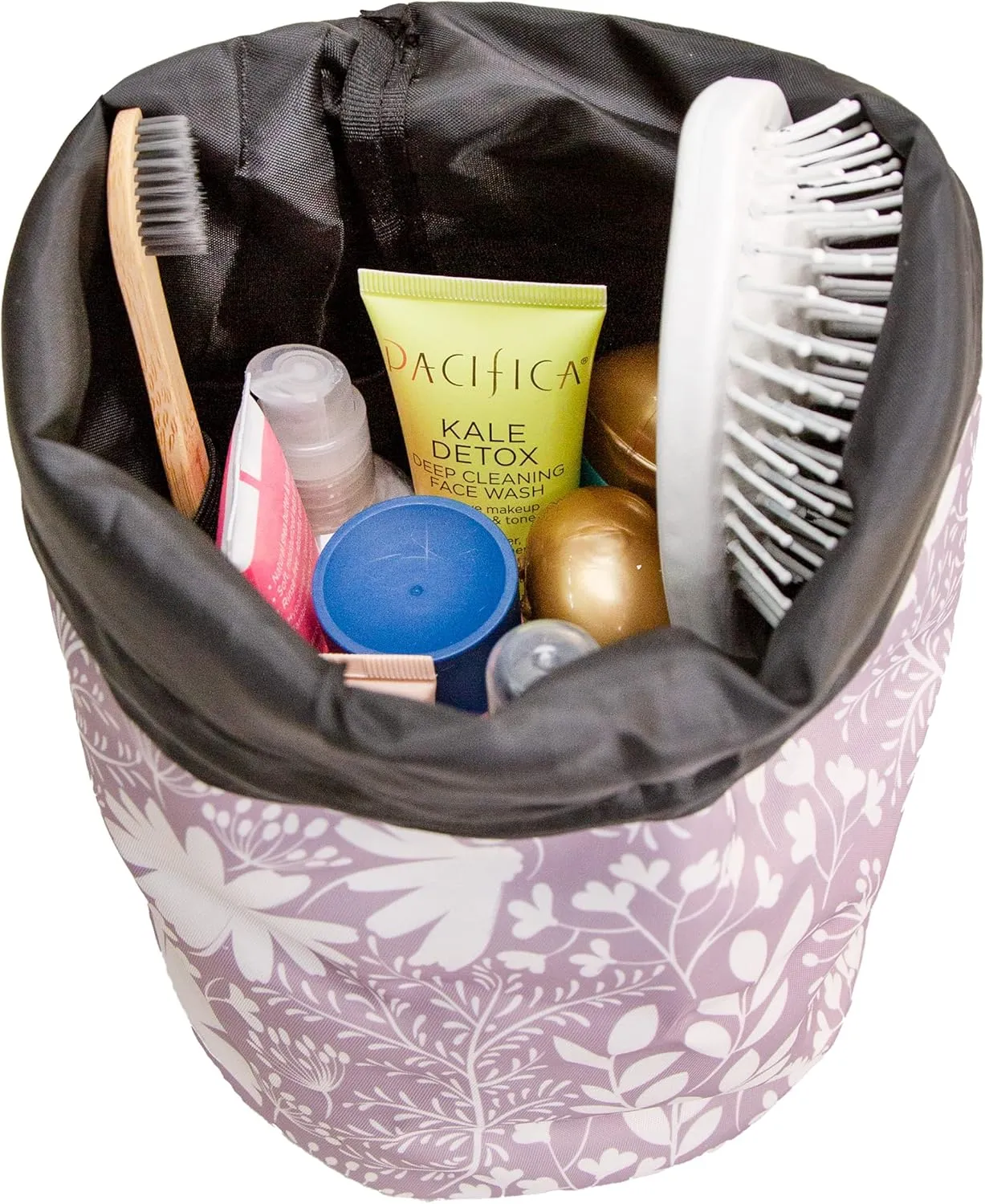 Jadyn Durable Cinch Top Makeup Organizer - Compact Travel Makeup Bag - 7 Interior Pockets for Cosmetics - Drawstring Toiletry Travel Bag for Women - 6L Storage Capacity - (Dusty Lavender)