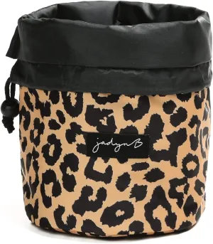 Jadyn Durable Cinch Top Makeup Organizer - Compact Travel Makeup Bag - 7 Interior Pockets for Cosmetics - Drawstring Toiletry Travel Bag for Women - 6L Storage Capacity - (Leopard)