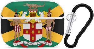 Jamaica Flag and Coat of Arms Funny Hard Case Compatible with Airpods Pro Earbuds Headset Cover Protective Storage Bag for Men Women