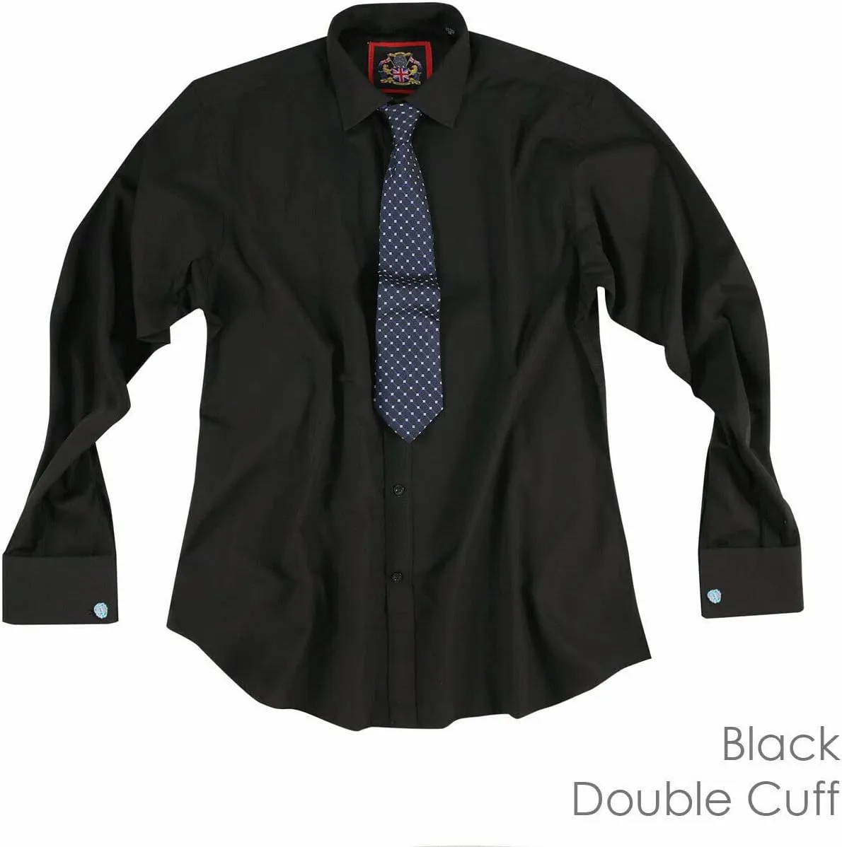 JANEO BRITISH APPAREL Nos Tibi Serviat UK Co Black Men's Plain Regular Fit Shirts,Long Sleeve Formal Dress Shirt,Button Cuffs