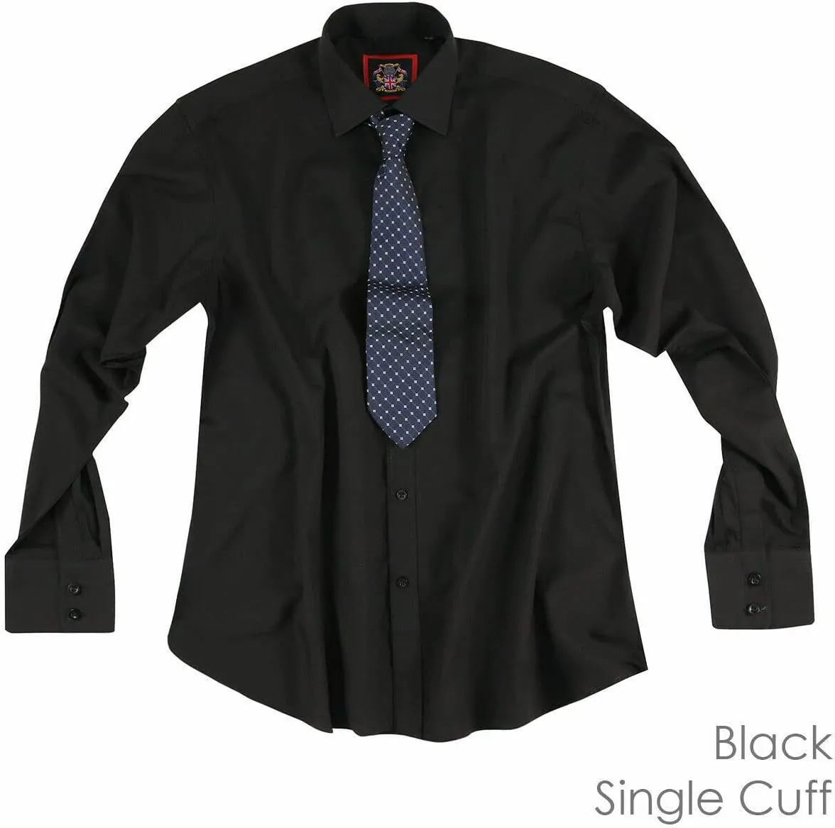 JANEO BRITISH APPAREL Nos Tibi Serviat UK Co Black Men's Plain Regular Fit Shirts,Long Sleeve Formal Dress Shirt,Button Cuffs