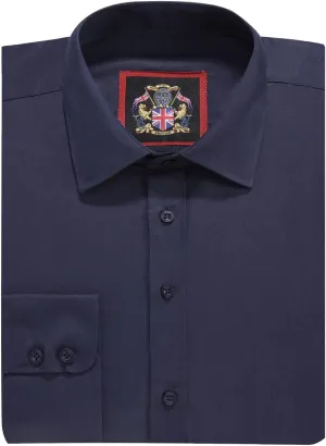 JANEO BRITISH APPAREL Nos Tibi Serviat UK Co Navy Men's Plain Regular Fit Shirts,Long Sleeve Formal Dress Shirt,Button Cuffs.