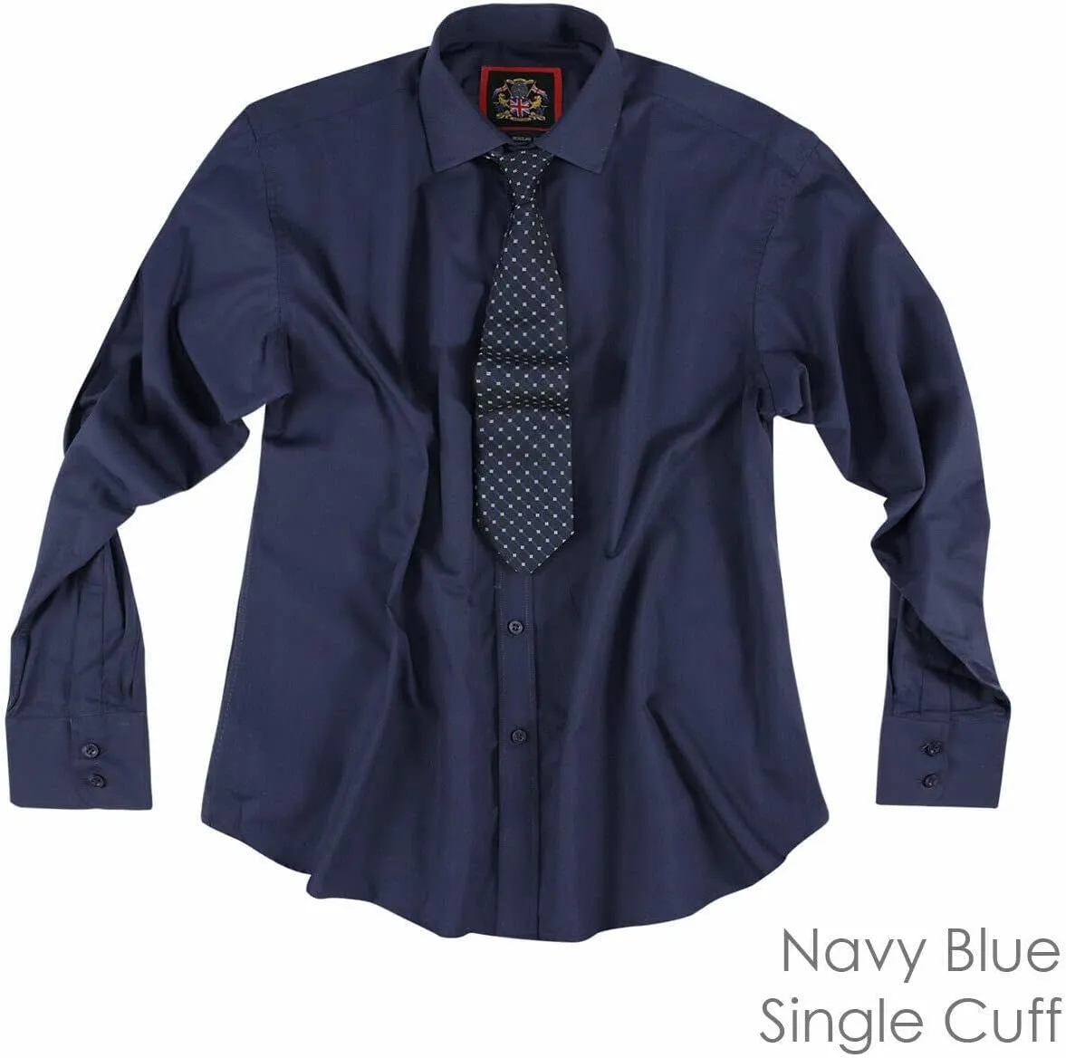 JANEO BRITISH APPAREL Nos Tibi Serviat UK Co Navy Men's Plain Regular Fit Shirts,Long Sleeve Formal Dress Shirt,Button Cuffs.