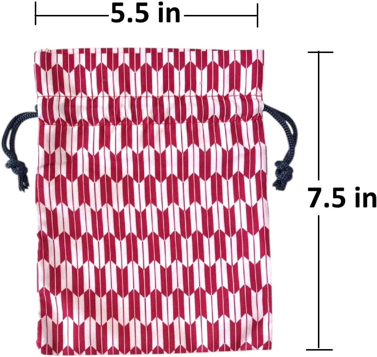 Japan Style Drawstring Pouch Japanese Fabric Kinchaku Pouch Cosmetic Bag Set of 2 Designs (Vertically Long)