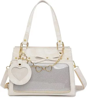 Japanese Style Lolita Handbags Womens Cute Shoulder Bag JK Uniform Handbag PU Leather Messenger Bag Top Handle Bag