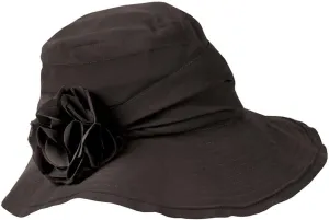 JEANNE SIMMONS Womens Summer Hat with Wired Brim - Black