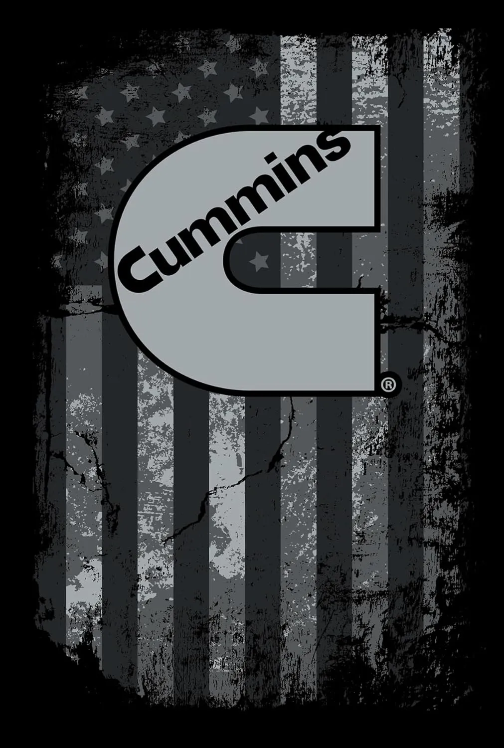 JH DESIGN GROUP Men's Cummins Diesel Pullover Hoodie American Flag Black 2 Sided Sweatshirt