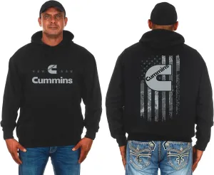 JH DESIGN GROUP Men's Cummins Diesel Pullover Hoodie American Flag Black 2 Sided Sweatshirt