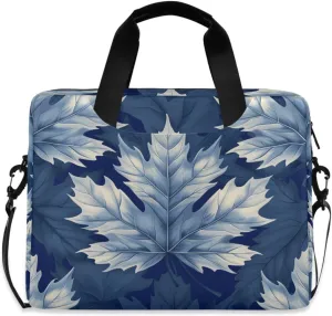 JIPONI Blue Maple Leaves Laptop Bag For Women Men, 15.6 16 IN Tote Work bags, Briefcase Messenger Computer Case