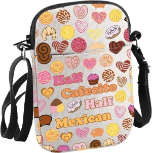 JNIAP Mexico Gift Half Cafecito Half Mexican Crossbody Bag Spanish Coffee Drinks Lovers Gift