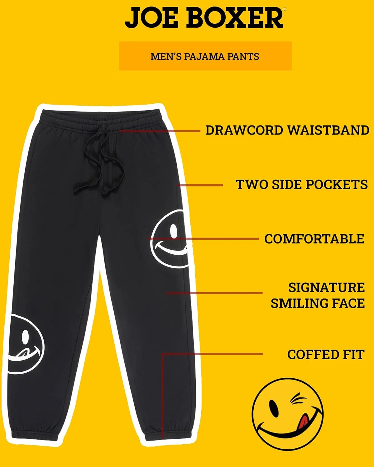 JOE BOXER Men's French Terry Pajama Pants – Soft & Cozy Lounge Sleepwear with Elastic Waist