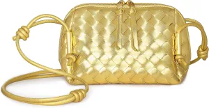Joryin Woven Crossbody Purse for Women, Hand-Woven Leather Crossbody Bag Woven Shoulder Bag Vegan Leather Handbag