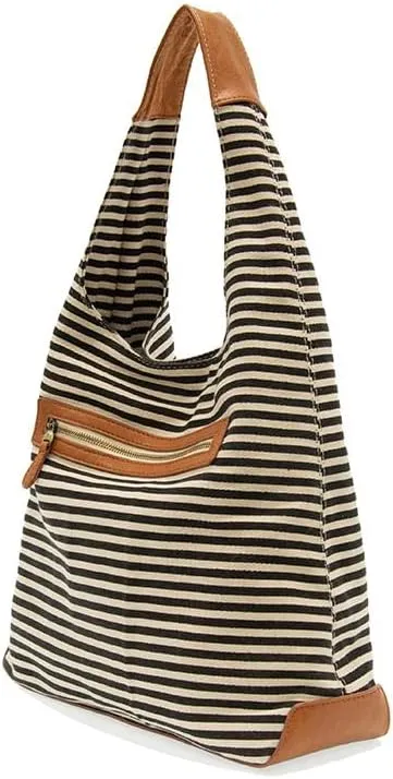 Joy Susan Womens Fashion April Canvas Hobo Bag - Black