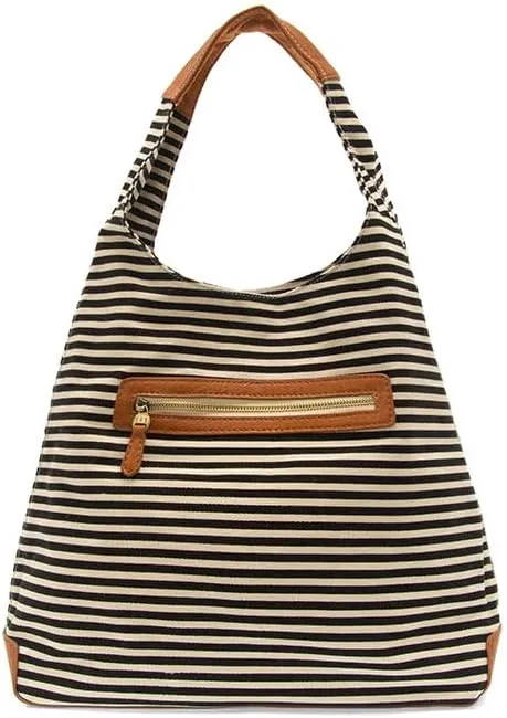Joy Susan Womens Fashion April Canvas Hobo Bag - Black