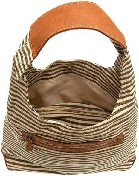 Joy Susan Womens Fashion April Canvas Hobo Bag - Black