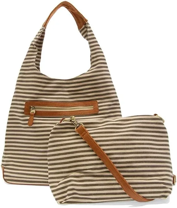 Joy Susan Womens Fashion April Canvas Hobo Bag - Black
