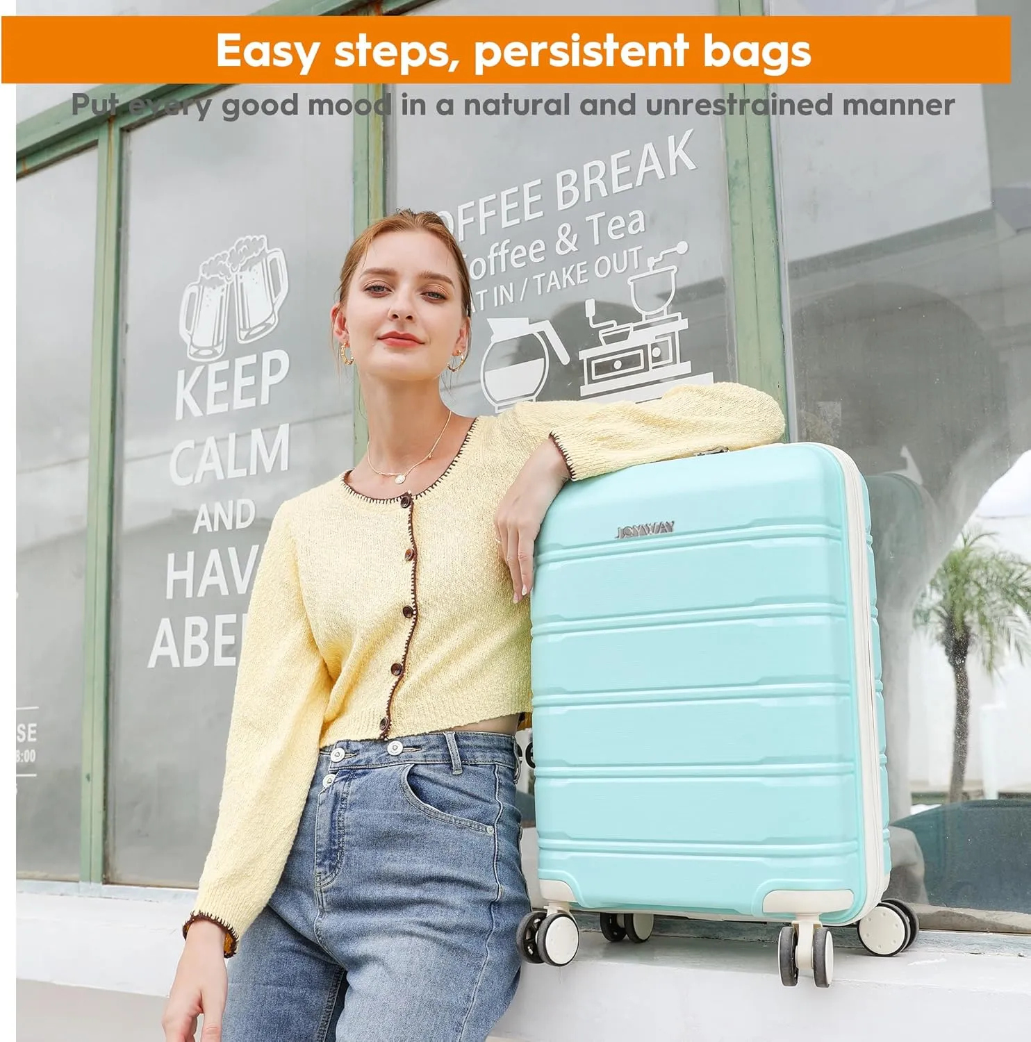 Joyway Carry On Suitcase Airline Approved with TSA Lock, Hardside Luggage Bags for Travel with Spinner Wheels, Durable Hard Shell 20Inch Light Green