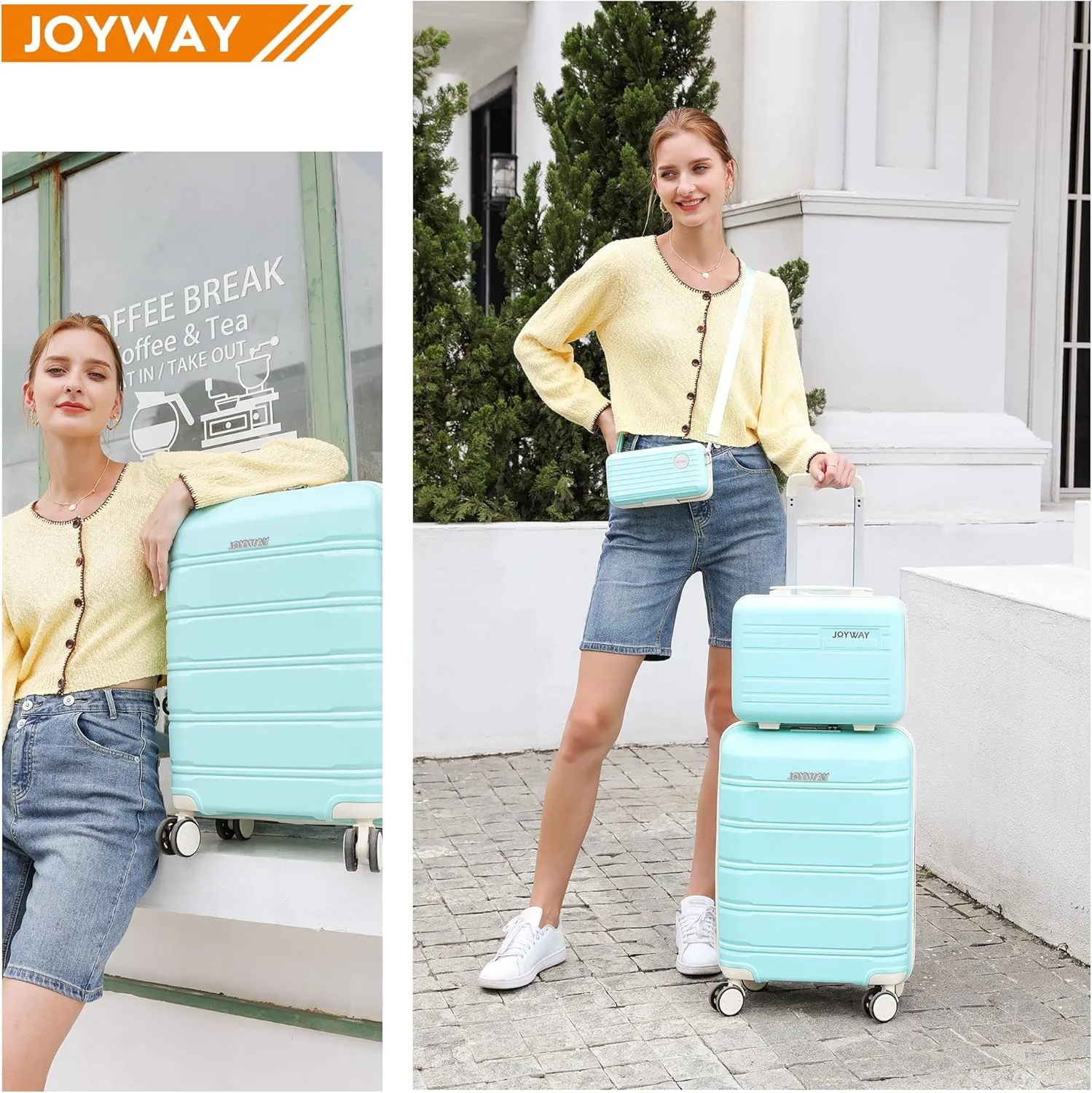 Joyway Carry On Suitcase Airline Approved with TSA Lock, Hardside Luggage Bags for Travel with Spinner Wheels, Durable Hard Shell 20Inch Light Green