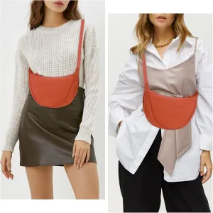 JQWSVE Nylon Crescent Bag for Women Men Crossbody Bag Hobo Sling Crescent Shoulder Bag Purse Casual Solid Color Dumpling Bag