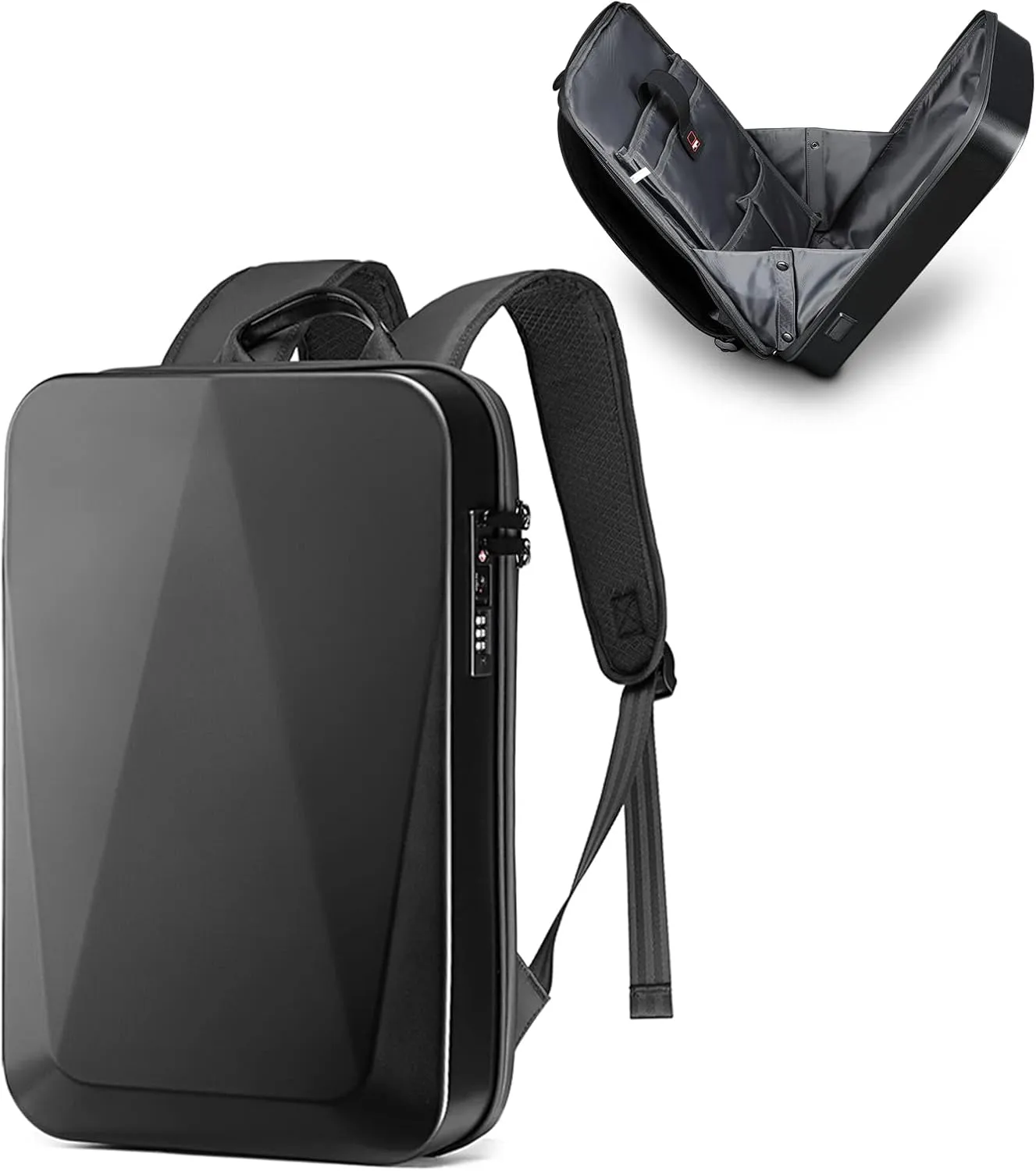 JUMO CYLY Anti-Theft Hard Shell Laptop Backpack, Waterproof Travel Gaming Backpack with USB Bookbag with Lock For 17 Inch
