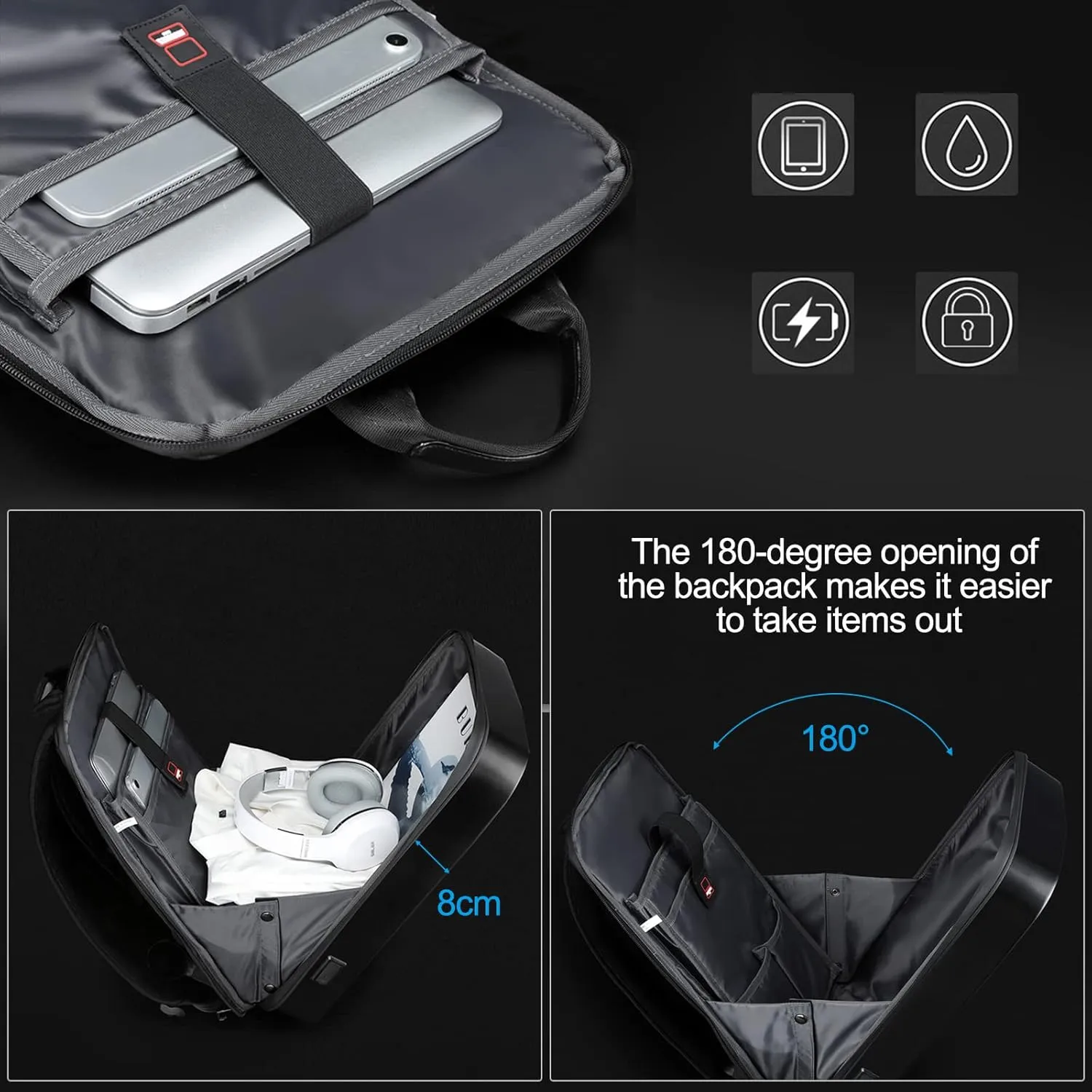 JUMO CYLY Anti-Theft Hard Shell Laptop Backpack, Waterproof Travel Gaming Backpack with USB Bookbag with Lock For 17 Inch