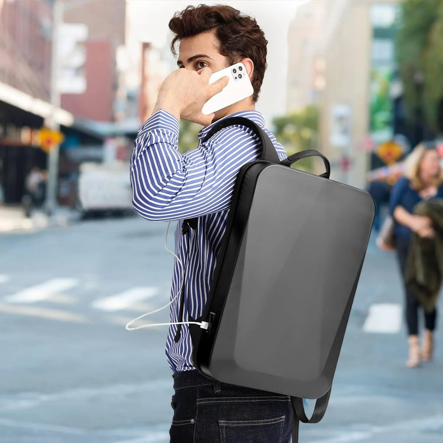 JUMO CYLY Anti-Theft Hard Shell Laptop Backpack, Waterproof Travel Gaming Backpack with USB Bookbag with Lock For 17 Inch