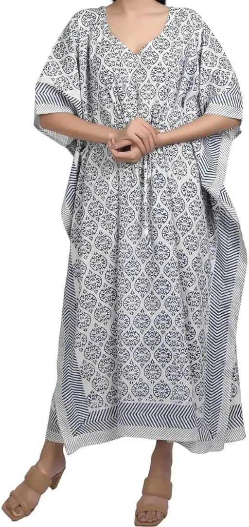 Kaftan Dresses for Women - Different Prints - Free Size Kaftans for Women - Hand Block Printed Cotton Kaftans