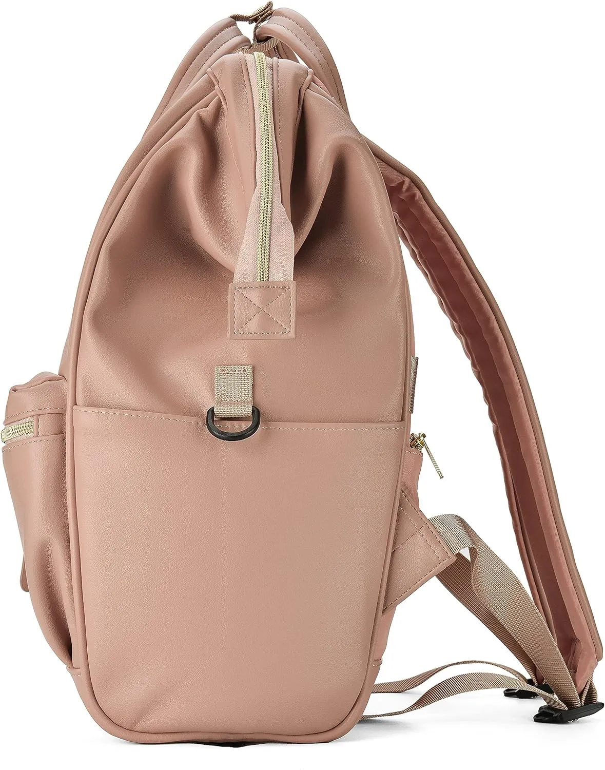 Kah&Kee Leather Backpack Diaper Bag Laptop Travel Doctor Teacher Bag For Women Man (Tan Pink II)