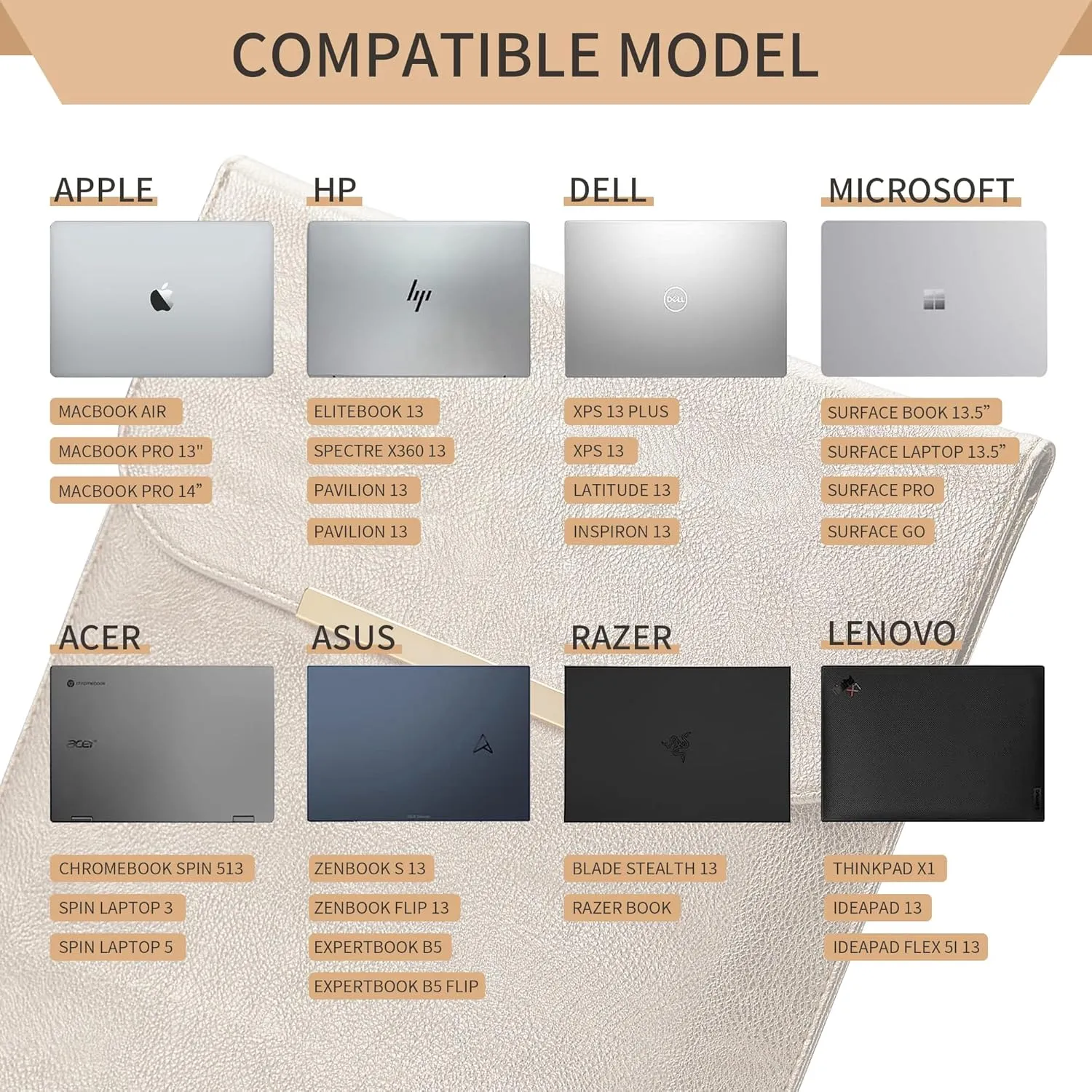 KALIDI 13.3-14 inch Laptop Sleeve Case Faux Suede Leather for 13.3 13.5 13.6 14 inches MacBook Air Pro Retina 13"-14" Surface Pro with Pouch