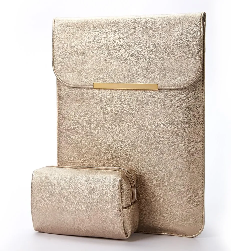 KALIDI 13.3-14 inch Laptop Sleeve Case Faux Suede Leather for 13.3 13.5 13.6 14 inches MacBook Air Pro Retina 13"-14" Surface Pro with Pouch