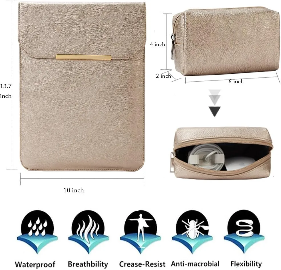 KALIDI 13.3-14 inch Laptop Sleeve Case Faux Suede Leather for 13.3 13.5 13.6 14 inches MacBook Air Pro Retina 13"-14" Surface Pro with Pouch