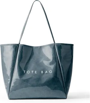 KALIDI Large PVC Tote Bag Women Weekender Hobo Bag Travel Purse Kraft Paper Oversize Shoulder Handbag for Work College Beach