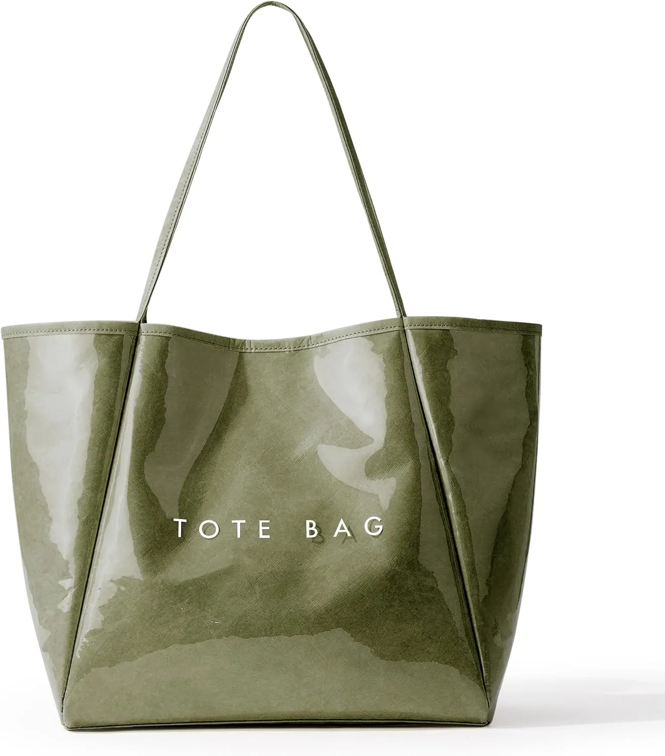 KALIDI Large PVC Tote Bag Women Weekender Hobo Bag Travel Purse Kraft Paper Oversize Shoulder Handbag for Work College Beach