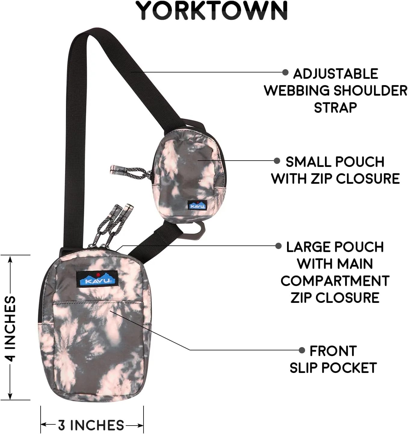 KAVU Yorktown 2 N 1 Crossbody Pack Modular Lightweight Bag