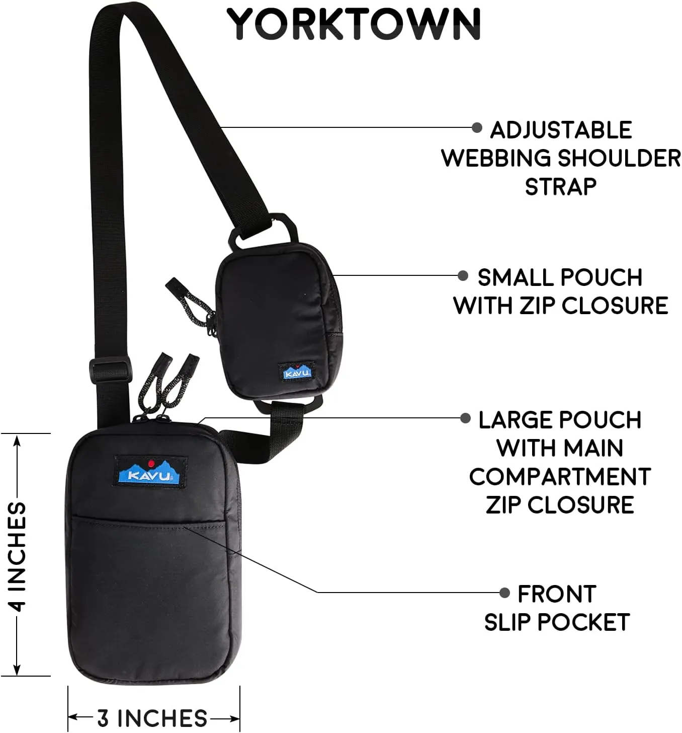 KAVU Yorktown 2 N 1 Crossbody Pack Modular Lightweight Bag