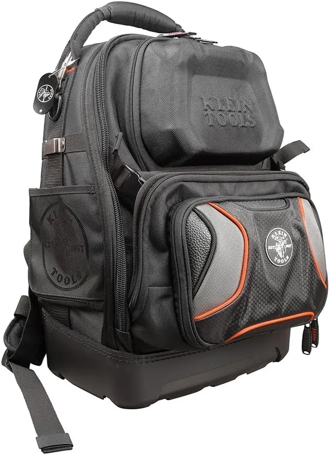 Klein Tools 55485 Tool Bag Backpack, Durable Electrician Backpack with 48 Pockets for Hand Tools, Waterproof Bottom, Removable Tool Carrier