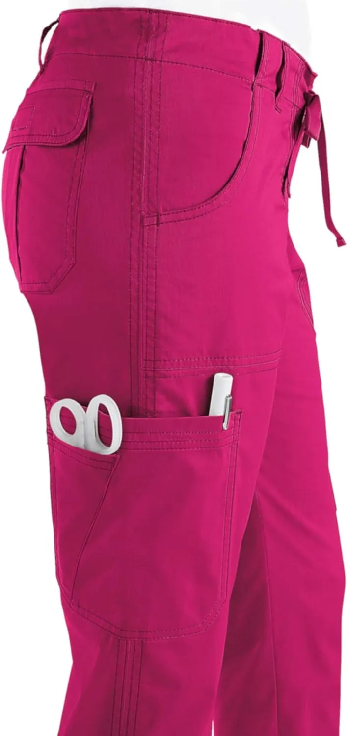Koi Women's Tall Size Stretch Lindsey Mid-Rise Drawstring Waist Cargo Scrub Pants
