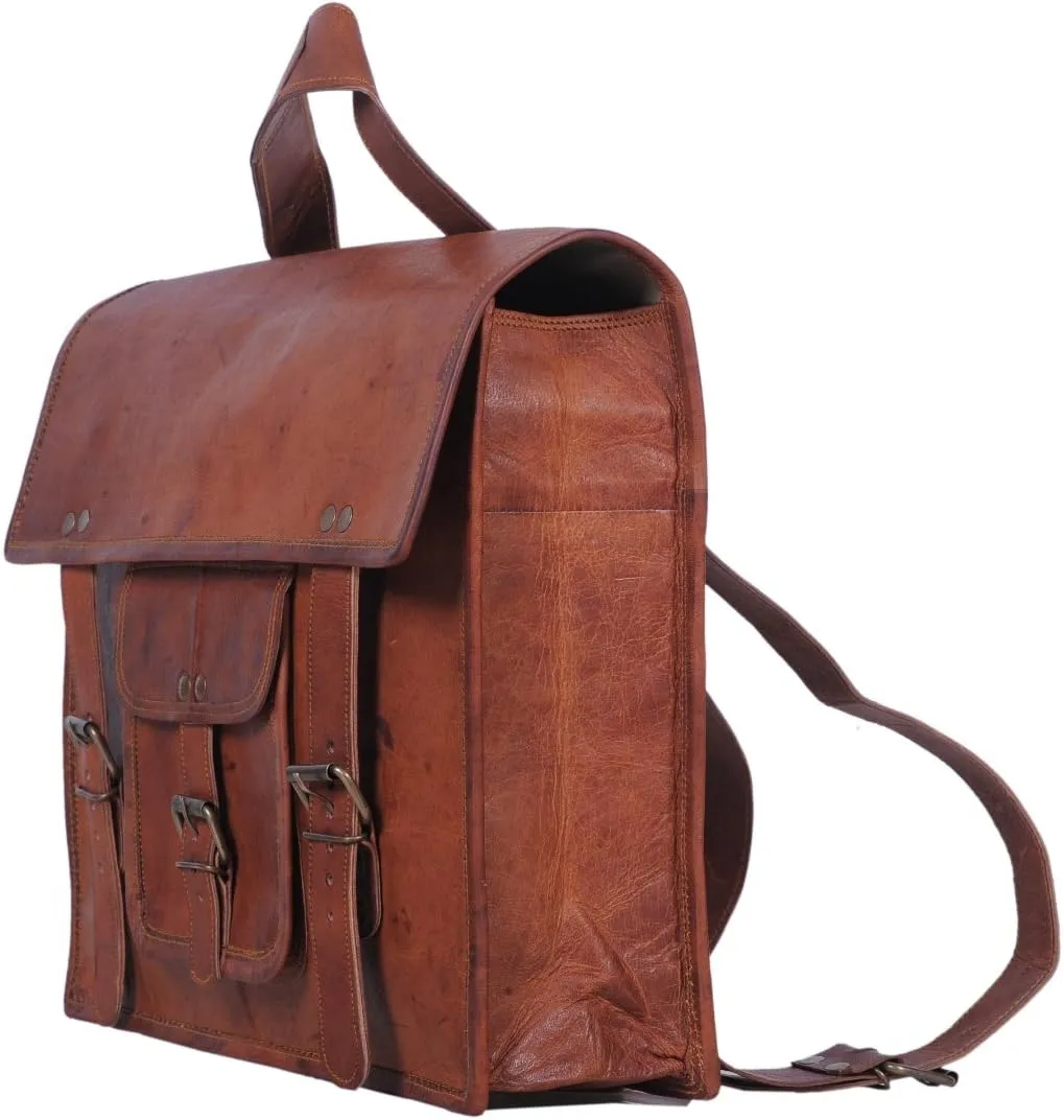 Komal's Passion Leather 10 Inch Leather Messenger Satchel Bag (Brown)