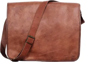 Komal's Passion Leather Vintage Mens 16 Inch Leather Laptop Messenger Pro Satchel Men's Bag