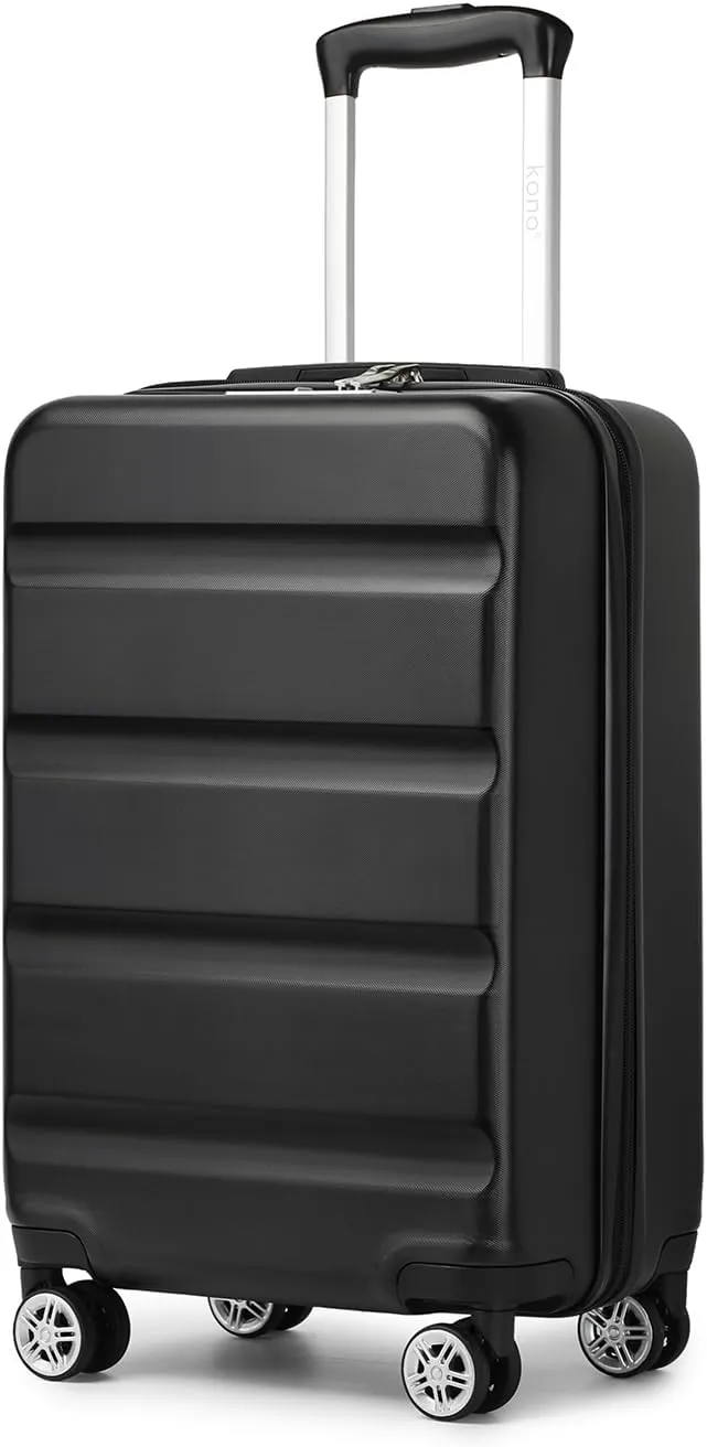 Kono Carry On Luggage 22x14x9 Airline Approved Lightweight Small Travel Suitcase with Spinner Wheels Hard Shell TSA Carry-On Black