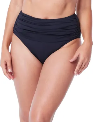 Kore Shirred Fold Over High Waist Bikini Bottom 6 / Black