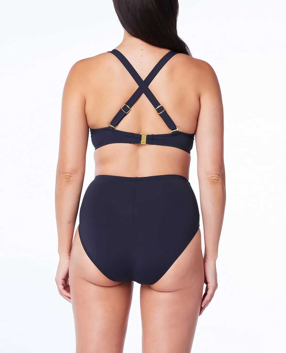Kore Shirred Fold Over High Waist Bikini Bottom 6 / Black