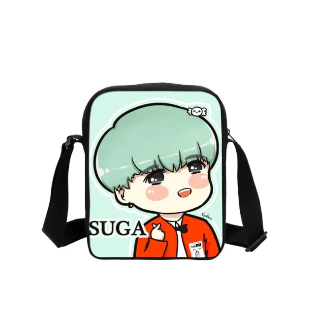 Korean B Bags Cute Cartoon Printing Messenger Bags With SUGA Rap Monster JIN J-HOPE JUNG KOOK JIMIN V Shoulder Bags Crossbody