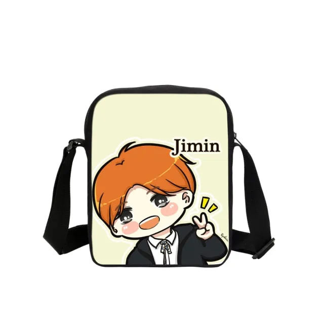 Korean B Bags Cute Cartoon Printing Messenger Bags With SUGA Rap Monster JIN J-HOPE JUNG KOOK JIMIN V Shoulder Bags Crossbody