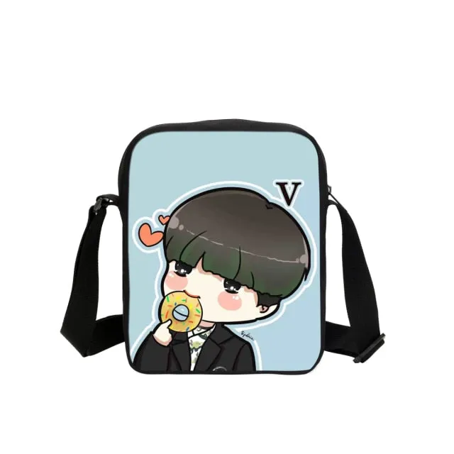 Korean B Bags Cute Cartoon Printing Messenger Bags With SUGA Rap Monster JIN J-HOPE JUNG KOOK JIMIN V Shoulder Bags Crossbody