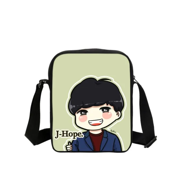Korean B Bags Cute Cartoon Printing Messenger Bags With SUGA Rap Monster JIN J-HOPE JUNG KOOK JIMIN V Shoulder Bags Crossbody